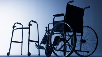 Health: Medical Supplies and Devices: wheelchair walker on background 187107848