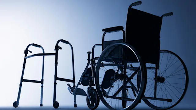Health: Medical Supplies and Devices: wheelchair walker on background 187107848
