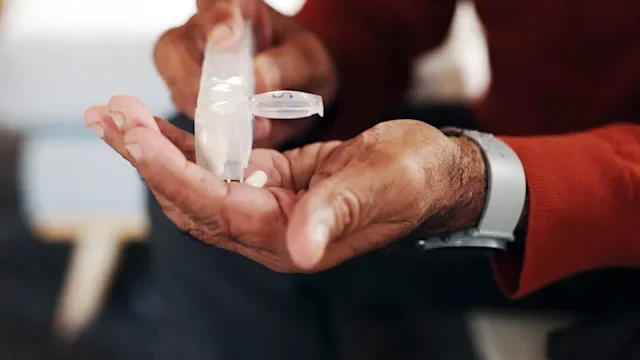 Supplements and herbs: closeup pill organizer in hands 2218598710
