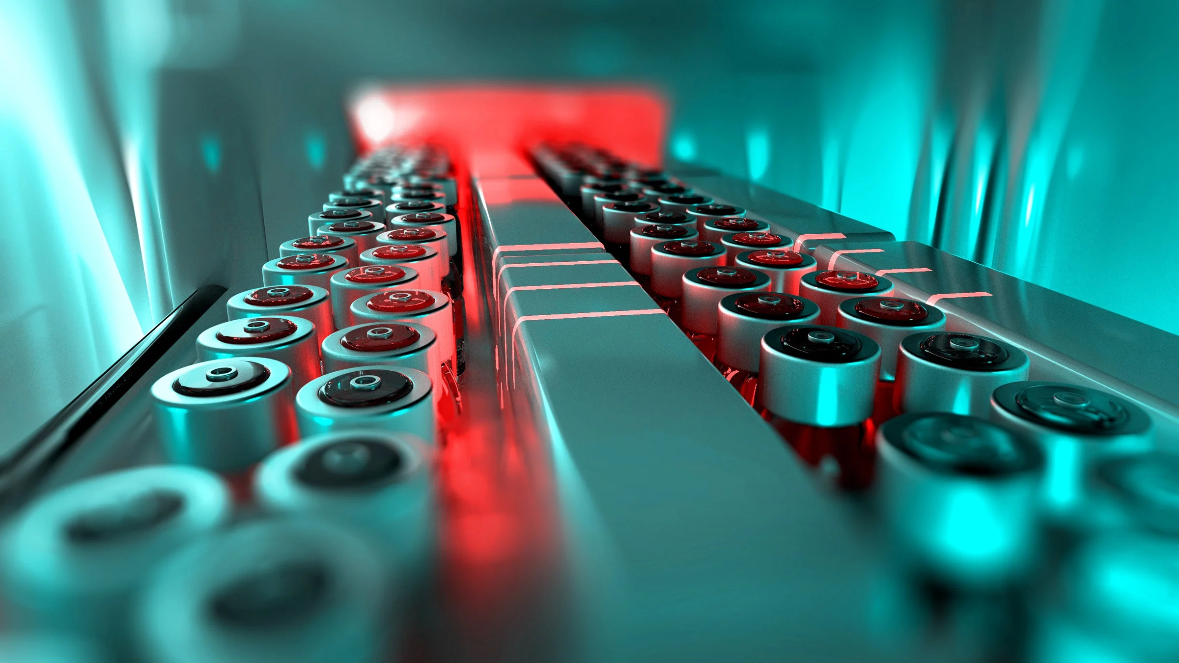 Vaccine vials on a production line. 