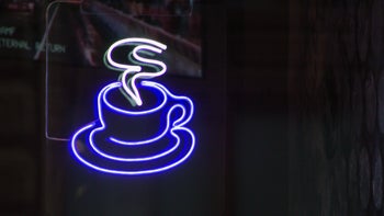 Health: Substance use: neon coffee cup sign-1329944924