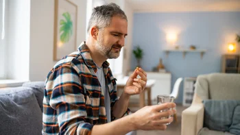 Men's Health: man medicating at home 2150667121