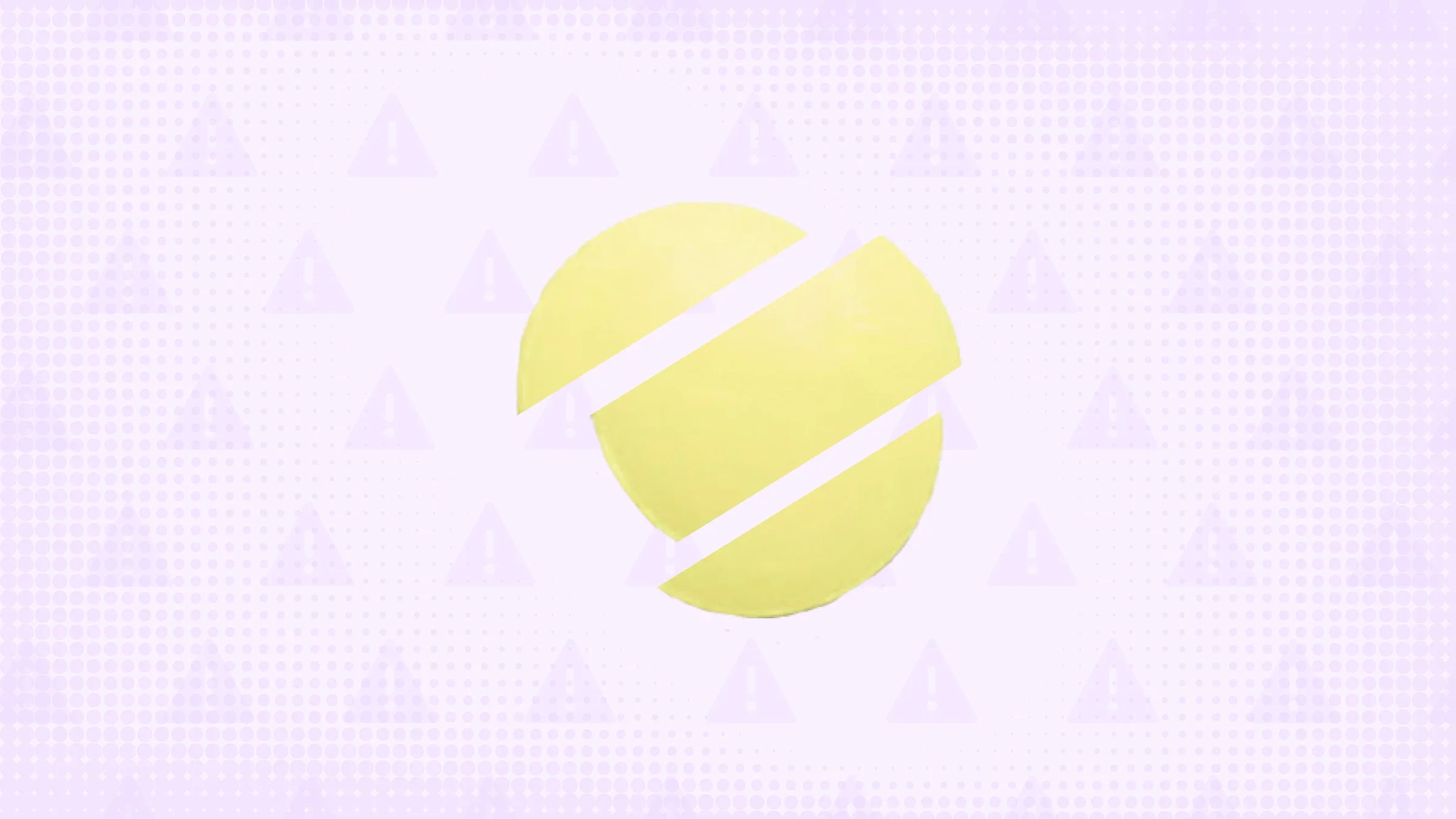 In the center of a light purple background with texture and warning sign pattern is a round, yellow pill cut into thirds.
GoodRx Health