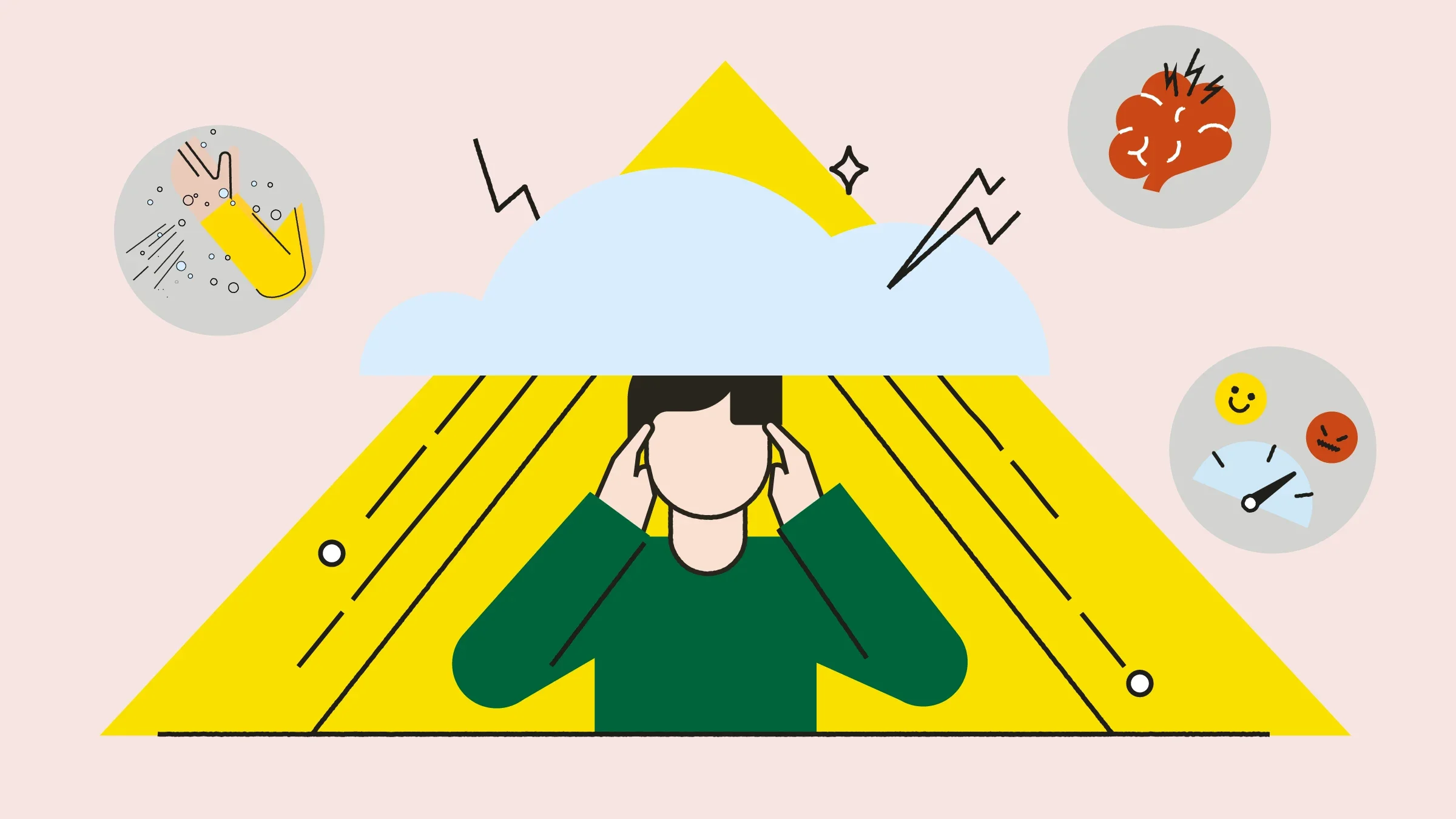 Light orange background with illustration of a man with a cloud and lightning bolt
GoodRx Health