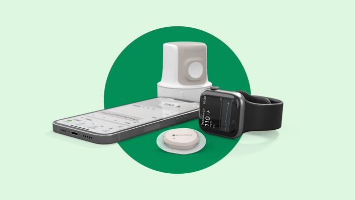 The Dexcom G7 is shown on a green background.