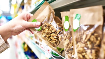 Sleep apnea: closeup bag of walnuts 937257836