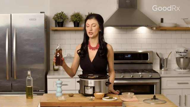 Add the reserved mushroom-soaking liquid to the slow cooker. 