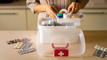 close up Rx medicine and first aid 1345507654