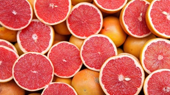 beta blockers: closeup sliced grapefruit 482744824