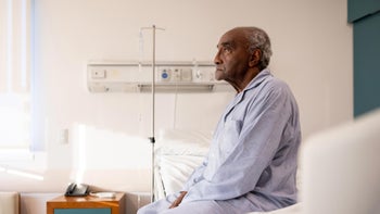 Levemir: senior man hospital bed 1442374657