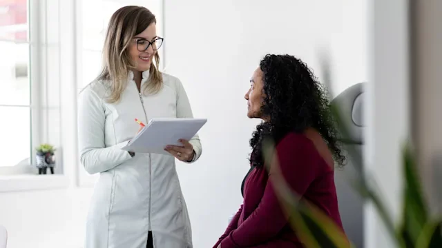 wegovy: hcp talking to plus-size patient 1366884946