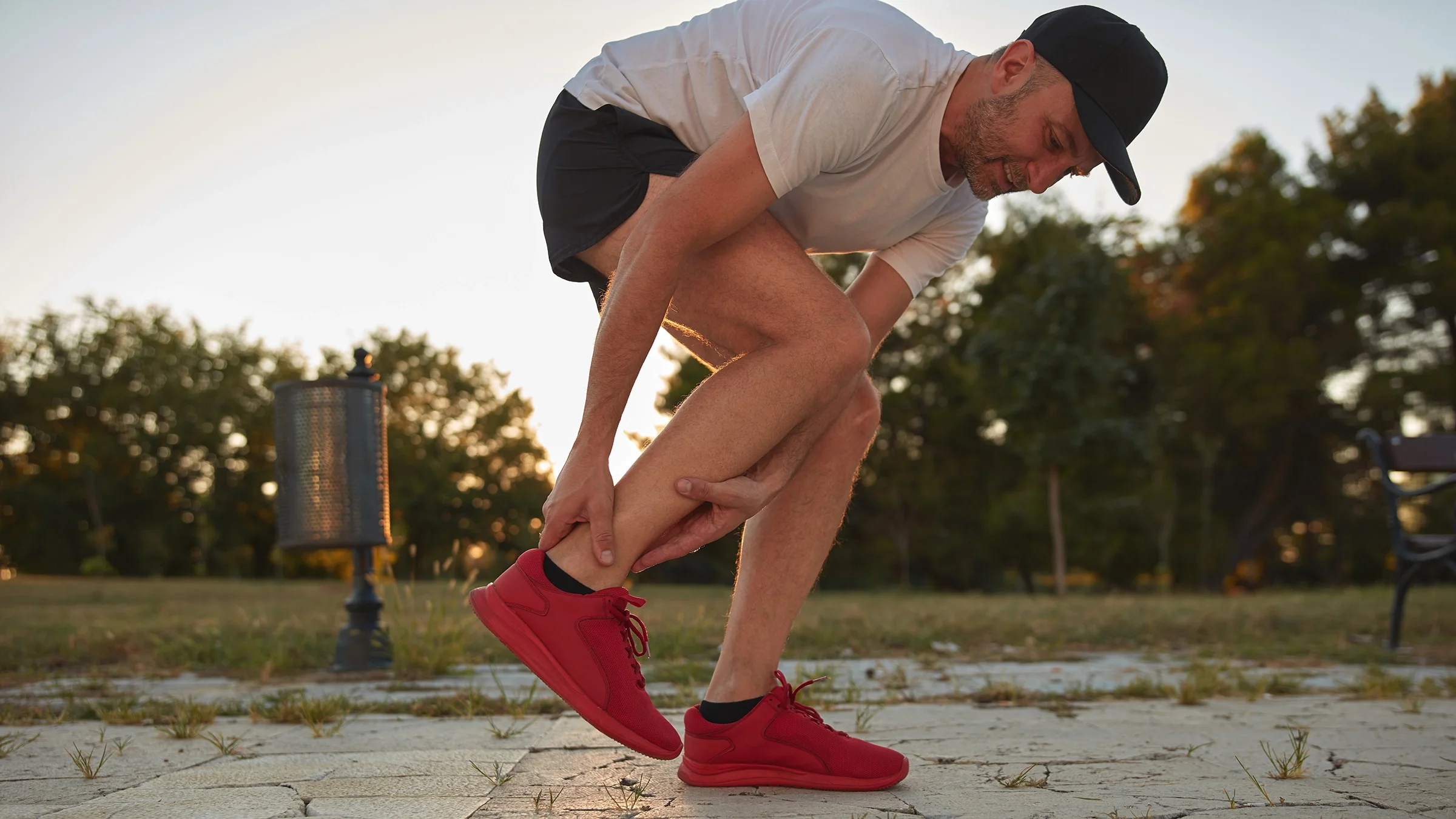 Man with injured ankle.