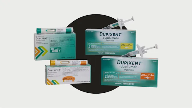 Pharmacy: Dupixent on black background CourtesyRegeneron 2400