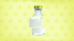 Neon-green background with texture and warning sign pattern. In the center is a medication vial, cut into thirds, with a neon-green top.
GoodRx Health