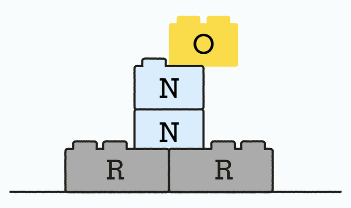 Building blocks with different letters on each one. 