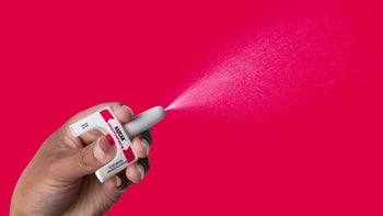 Narcan: closeup narcan spray on pink background Courtesy of Emergent