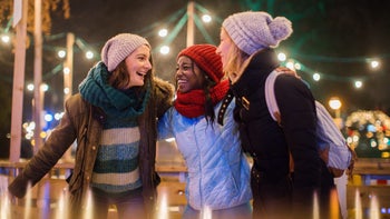 eating disorders: friends at outdoor holiday event 626623580