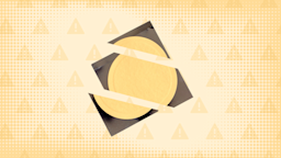 A graphic includes a tangerine background with a warning-sign pattern and a nicotine patch cut into thirds. 
GoodRx Health