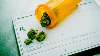 Opioid use disorder: prescription weed on prescription pad-467231710