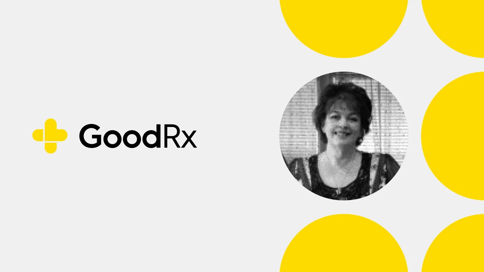 GoodRx logo and portrait of April