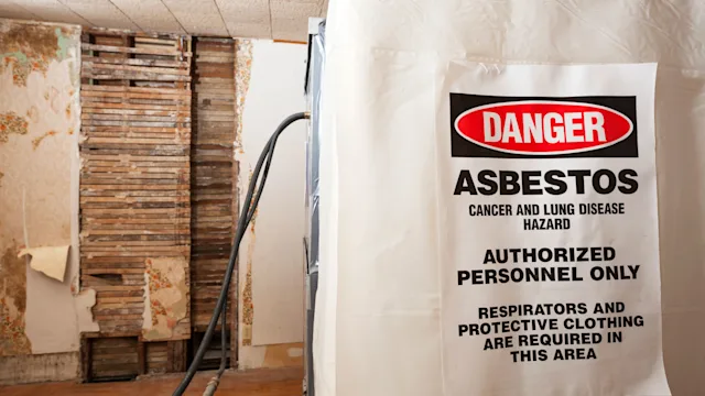 Health: Environmental: asbestos removal sign-653498104
