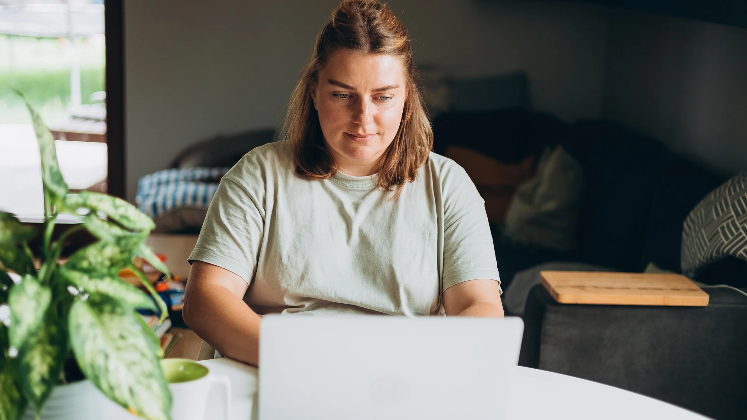 Woman working on a laptop