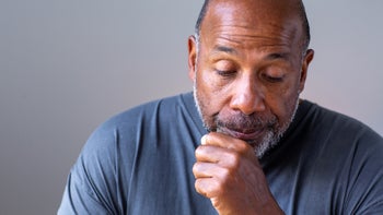 Health: Entresto: man coughing grey background 1441071291