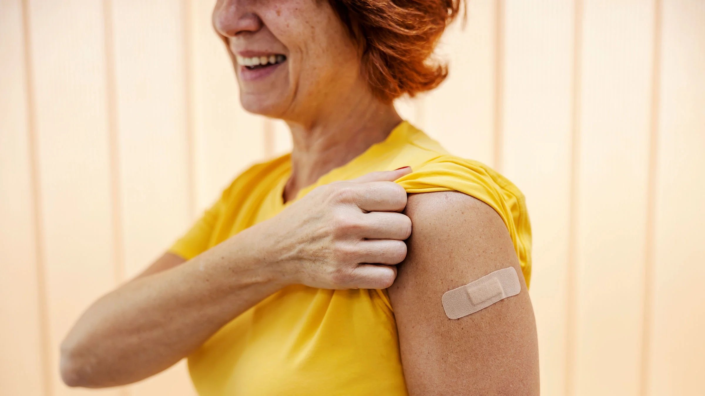 Woman after receiving a vaccine shot