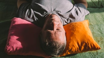 Sleep: man sleeping on back 1065786616