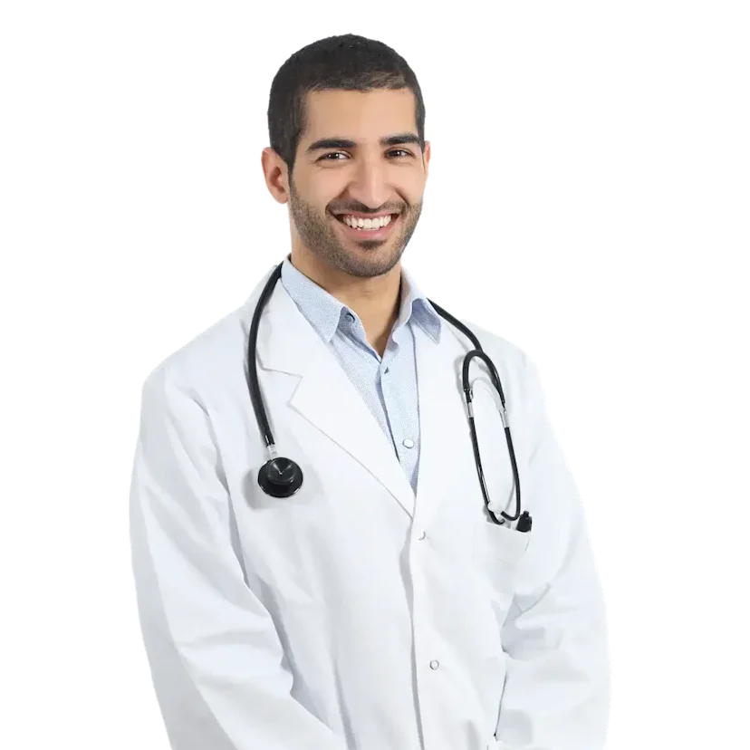 The image representing smiling and confident doctor