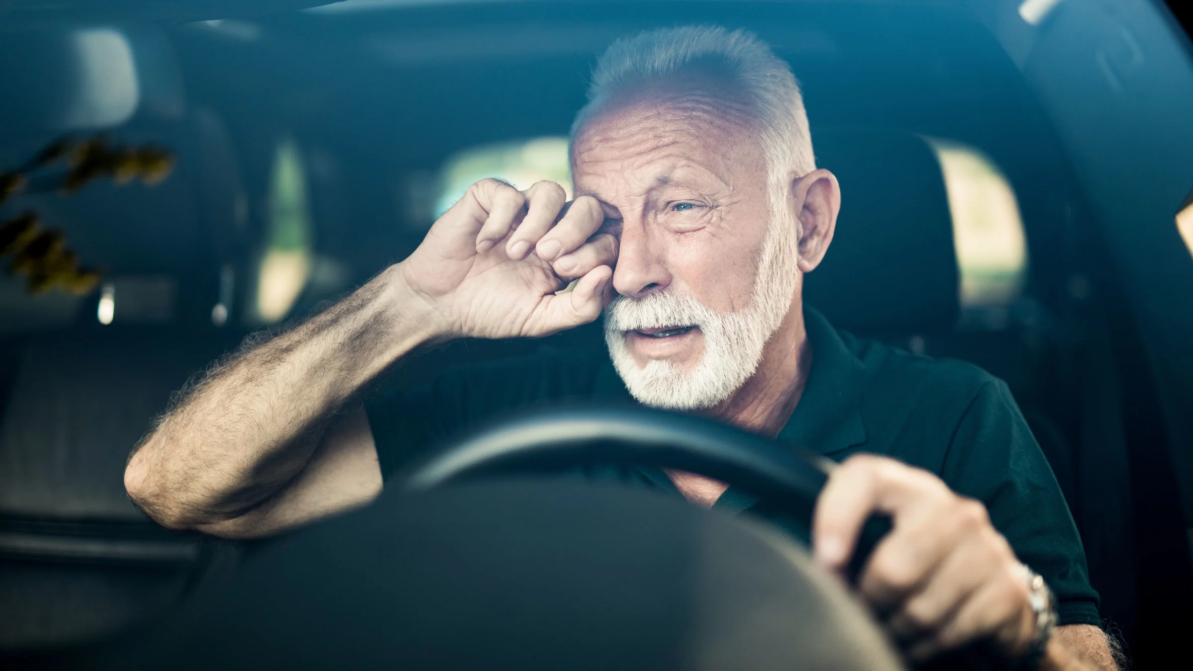 Man falling asleep while driving.