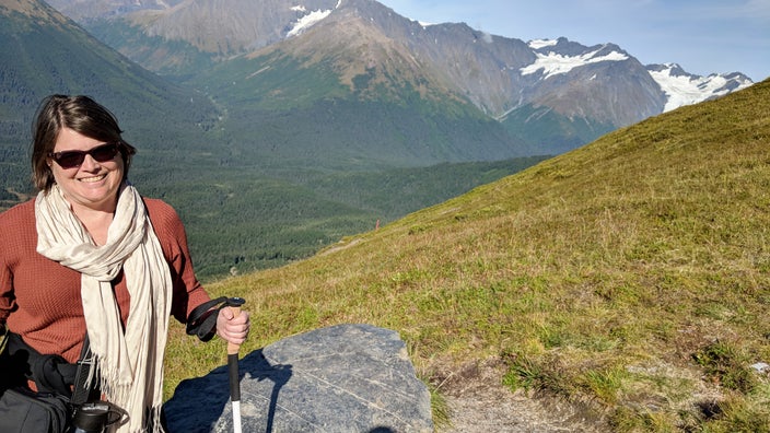 Photo of Kathy Przywara hiking.