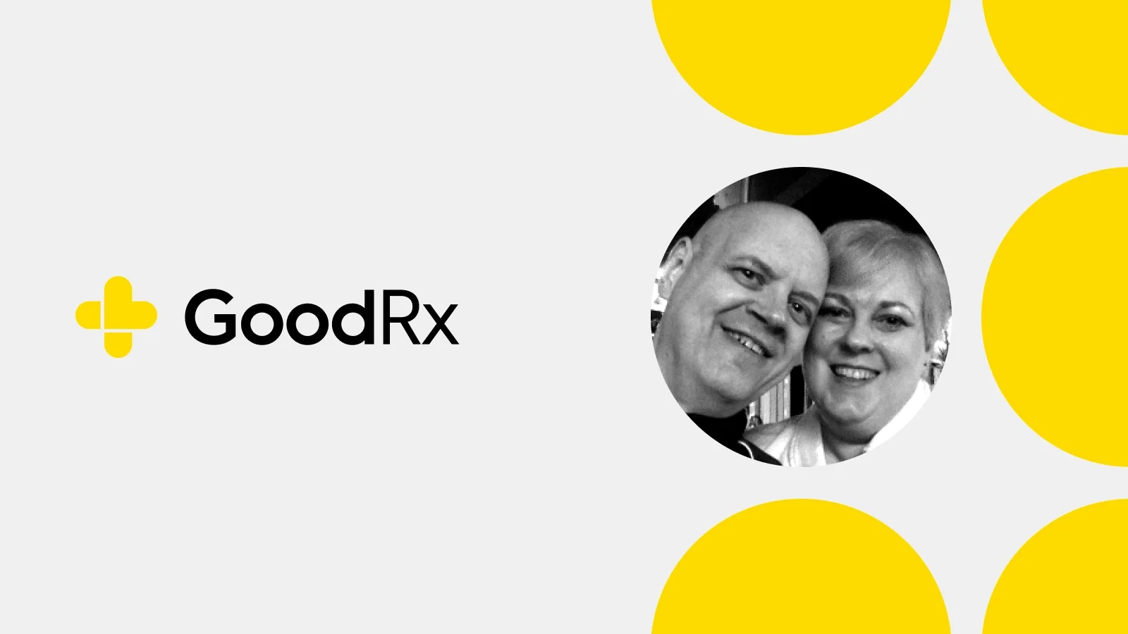 GoodRx logo and portrait of Chuck and Lisa