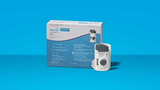 Skyrizi: skyrizi product on blue Courtesy of AbbVie 2400