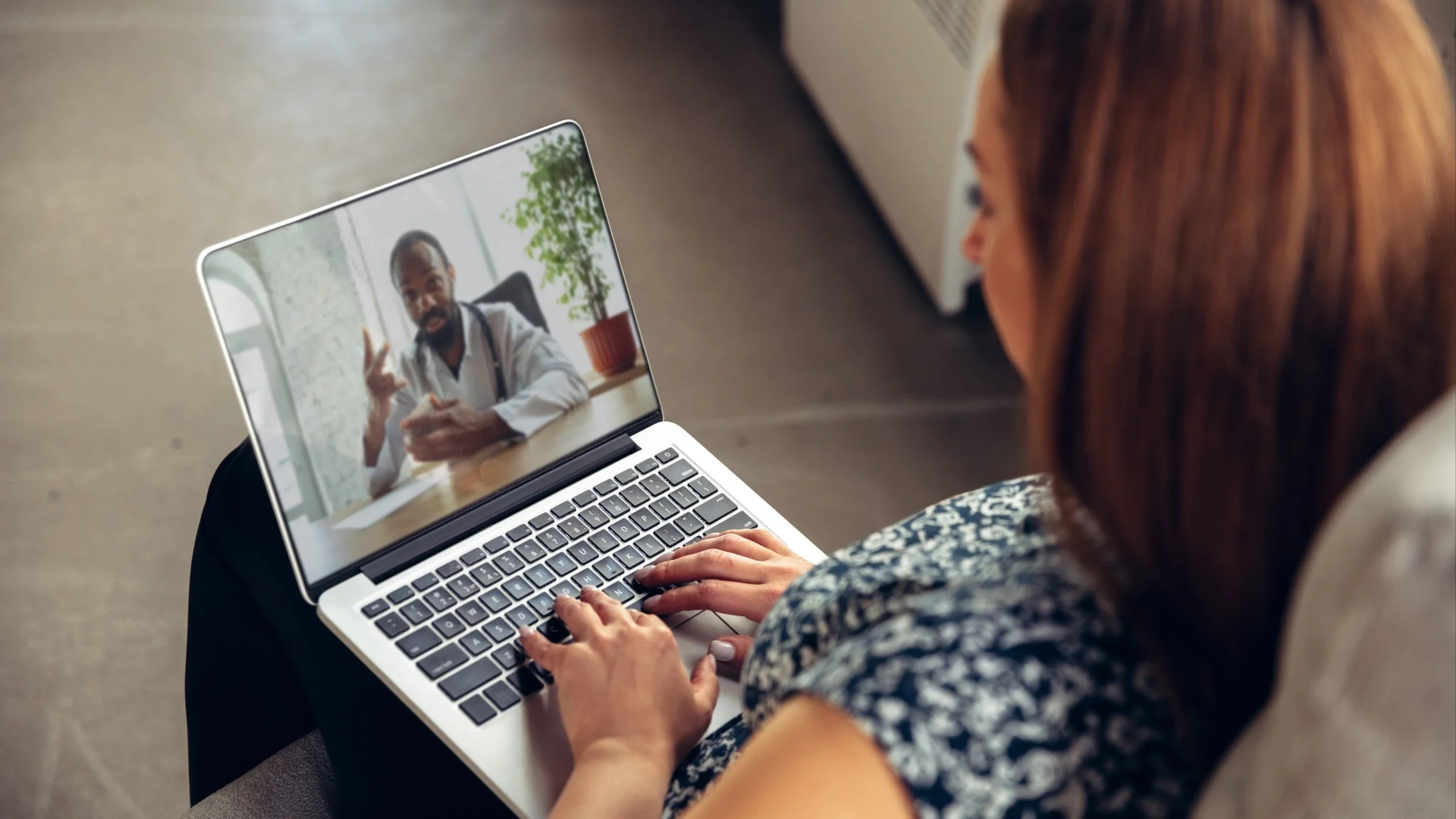 Woman getting online medical help and advice during video call with doctor