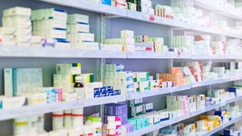 Health: Patient advocacy: shelves of drugs 1019983244