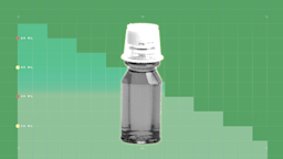 Light-green background with graph paper texture and representational step graph. In the center is a black-and-white cutout image of a cough syrup bottle.
GoodRx Health