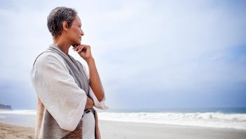 Health: Mental health: woman meditative stare 541594246