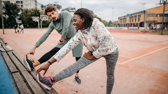 movement exercise: stretching in park 1342280456