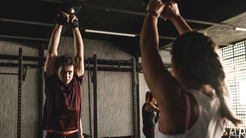 Movement-exercise: kettlebell exercise at gym 1151403433