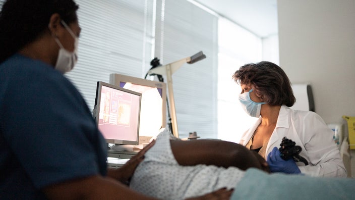 A provider is using an endoscope to examine an adult. 