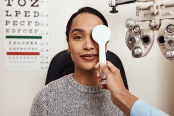 Health: Eye care: woman getting eye checkup-1305317626