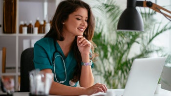 Nurses: Unconventional careers: hcp thinking on laptop1195442781