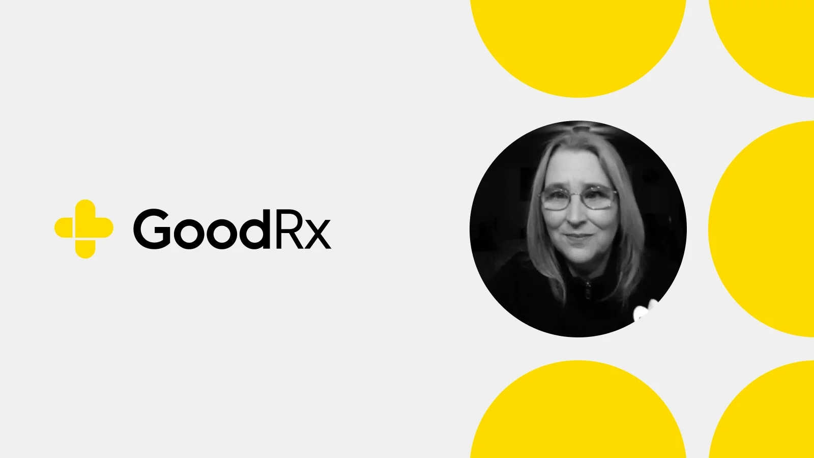 GoodRx logo and portrait of Mary Beth
