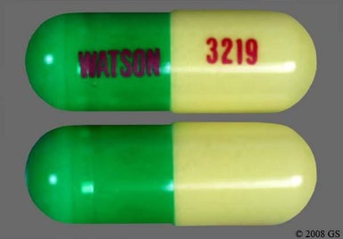 Green, Yellow Capsule WATSON 3219 - Butalbital/Aspirin/Caffeine 50mg-325mg-40mg Capsule