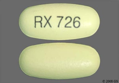 Yellow Oblong RX 726 - Clarithromycin 500mg Tablet