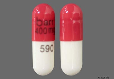 Red, White Capsule barr 400 mg 590 - Didanosine 400mg Delayed-Release Capsule