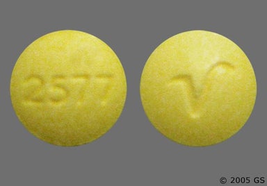 Yellow Round 2577 - Colchicine 0.6mg Tablet