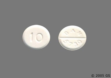 White Round DAN 5730 - Baclofen 10mg Tablet