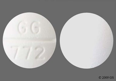 White Round GG 772 - Glipizide 10mg Tablet